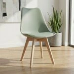 Καρέκλα τραπεζαρίας Viva Megapap PP - PU φυστικί - ξύλινο φυσικό πόδι 48,5x54x80εκ.