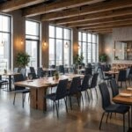 Καρέκλα τραπεζαρίας Fina Megapap ανθρακί ύφασμα - μεταλλικό μαύρο πόδι 43x58x95εκ.