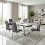 Καρέκλα τραπεζαρίας Alma Megapap γκρι PU - μεταλλικό πόδι χρωμίου 42x53x97εκ.