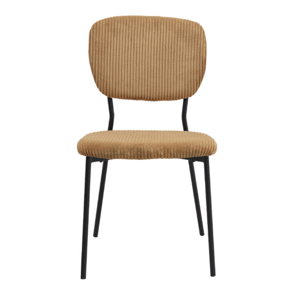 Καρέκλα τραπεζαρίας Kevin Megapap μουσταρδί ύφασμα - μεταλλικό μαύρο πόδι 48x51x87εκ.