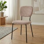 Καρέκλα τραπεζαρίας Kevin Megapap μόκα ύφασμα - μεταλλικό μαύρο πόδι 48x51x87εκ.