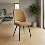 Καρέκλα τραπεζαρίας Christy Megapap μουσταρδί ύφασμα - μεταλλικό μαύρο πόδι 47x59x90εκ.