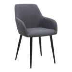 Πολυθρόνα τραπεζαρίας Monica Megapap γκρι ύφασμα - μεταλλικό μαύρο πόδι 54x57x84εκ.