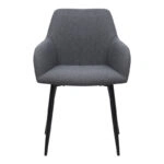 Πολυθρόνα τραπεζαρίας Monica Megapap γκρι ύφασμα - μεταλλικό μαύρο πόδι 54x57x84εκ.