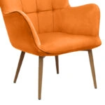 Πολυθρόνα - Μπερζέρα με υποπόδιο Lily Megapap κροκί βελούδο - μεταλλικό πόδι χρώμα φυσικό 70x62x98εκ.