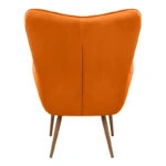 Πολυθρόνα - Μπερζέρα με υποπόδιο Lily Megapap κροκί βελούδο - μεταλλικό πόδι χρώμα φυσικό 70x62x98εκ.