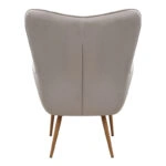 Πολυθρόνα - Μπερζέρα με υποπόδιο Lily Megapap μπεζ βελούδο - μεταλλικό πόδι χρώμα φυσικό 70x62x98εκ.