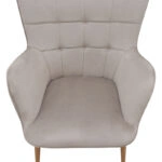 Πολυθρόνα - Μπερζέρα με υποπόδιο Lily Megapap μπεζ βελούδο - μεταλλικό πόδι χρώμα φυσικό 70x62x98εκ.