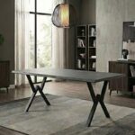 Τραπέζι Walter Megapap Mdf - μεταλλικό χρώμα σκούρο γκρι σκυροδέματος 200x100x75εκ.