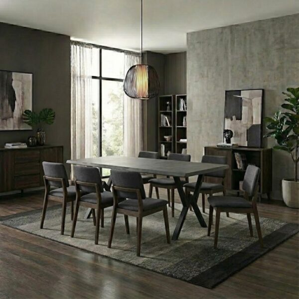 Τραπέζι Walter Megapap Mdf - μεταλλικό χρώμα σκούρο γκρι σκυροδέματος 200x100x75εκ.