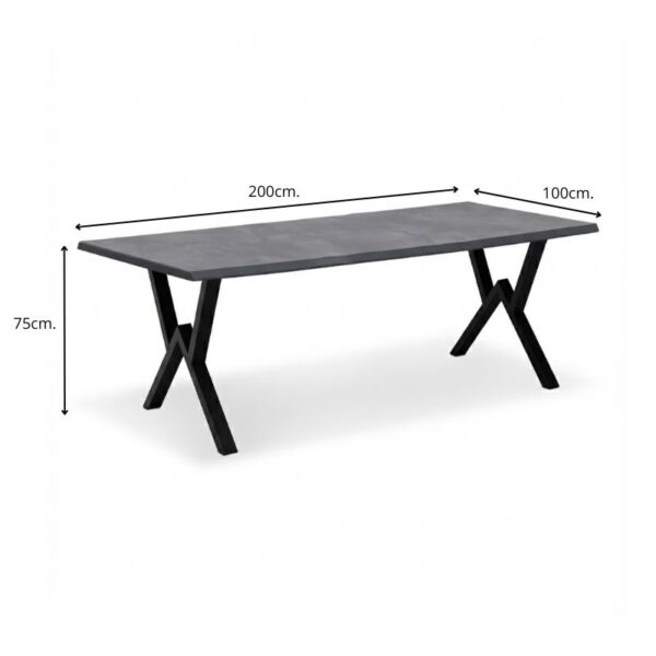 Τραπέζι Walter Megapap Mdf - μεταλλικό χρώμα σκούρο γκρι σκυροδέματος 200x100x75εκ.