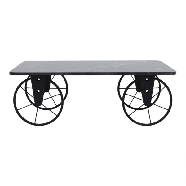 Τραπεζάκι σαλονιού Jemmy Megapap Mdf - μεταλλικό χρώμα μαύρο εφέ μαρμάρου 90x55x33εκ.