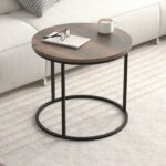 Τραπεζάκι σαλονιού σετ 2 τμχ Hilal Megapap χρώμα καπνιστή καρυδιά Ø66x49,5εκ.