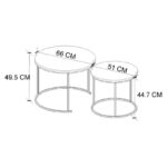 Τραπεζάκι σαλονιού σετ 2 τμχ Hilal Megapap χρώμα καπνιστή καρυδιά Ø66x49,5εκ.