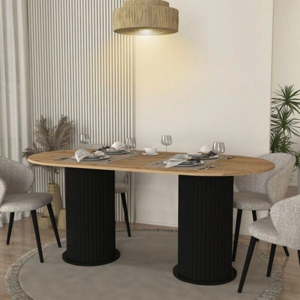 Τραπέζι Bohema Megapap χρώμα μαύρο - sepet oak 180x90x77,7εκ.