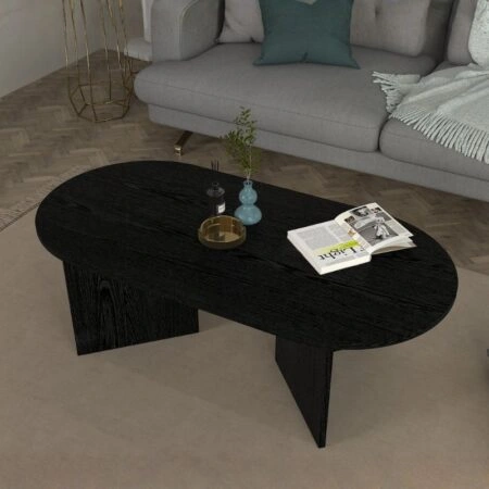 Τραπεζάκι σαλονιού Cortado Megapap χρώμα sencron black 120x60x39