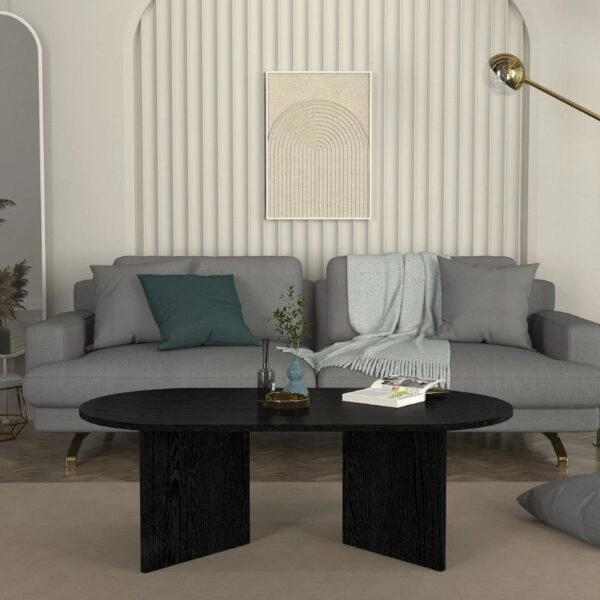 Τραπεζάκι σαλονιού Cortado Megapap χρώμα sencron black 120x60x39,6εκ.