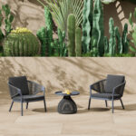 ΒΟΗΘΗΤΙΚΟ ΤΡΑΠΕΖΑΚΙ ΣΤΡΟΓΓΥΛΟ DRISCOLL HM6477.01 ΓΚΡΙ ΑΛΟΥΜΙΝΙΟ & ΣΧΟΙΝΙ Φ55x45Υεκ.