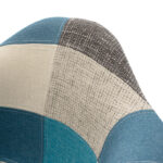 Πολυθρόνα Julita ύφασμα patchwork μπλε γκρι-μαύρο πόδι