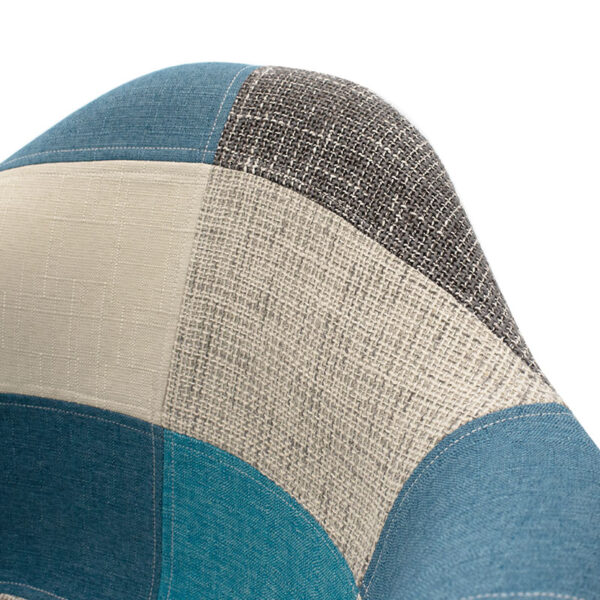 Πολυθρόνα Julita ύφασμα patchwork μπλε γκρι-μαύρο πόδι