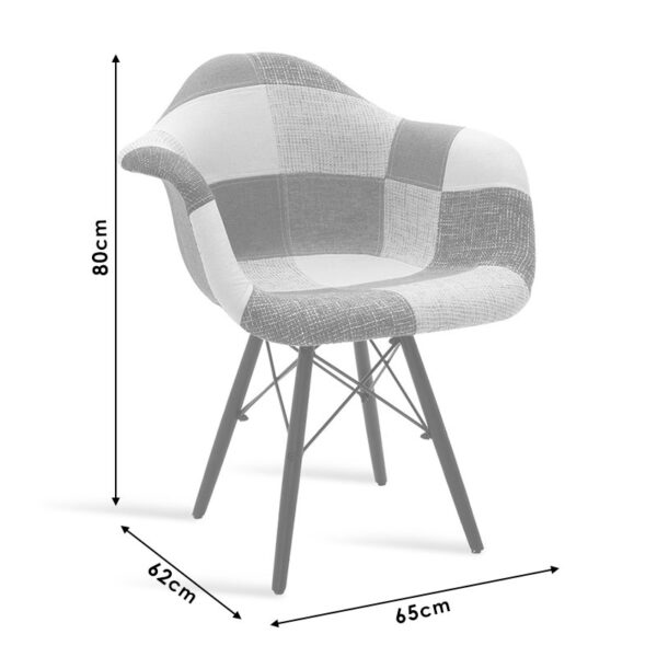 Πολυθρόνα Julita ύφασμα patchwork μπλε γκρι-μαύρο πόδι