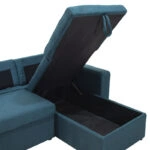 Γωνιακός καναπές κρεβάτι Marvel αναστρέψιμος με αποθηκευτικό χώρο μπλε ύφασμα