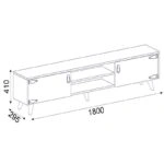 Έπιπλο τηλεόρασης PWF-0283  χρώμα σκούρο καρυδί - μαύρο 180x30x41εκ