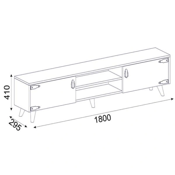Έπιπλο τηλεόρασης PWF-0283  χρώμα σκούρο καρυδί - μαύρο 180x30x41εκ