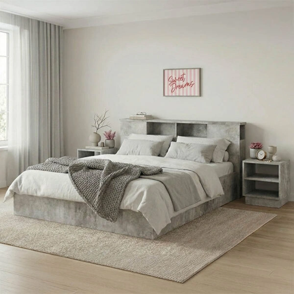 Κρεβάτι διπλό OLYMPUS  σε χρώμα antique ανθρακί 160x200εκ