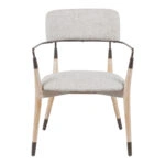 Πολυθρόνα Sentana  μέταλλο-ξύλο και ύφασμα σε μπεζ-καφέ απόχρωση 56.5x56x79εκ