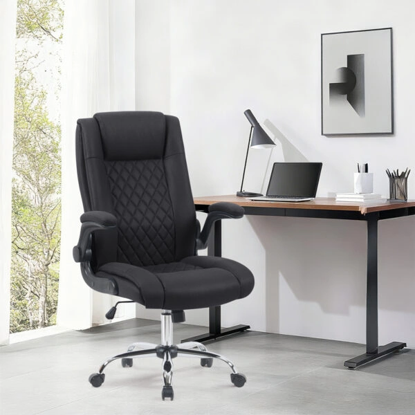 Καρέκλα γραφείου διευθυντη Kesla  PES μαύρo 65x65x113-121εκ