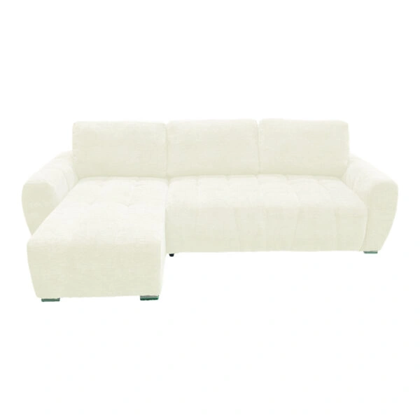 Γωνιακός αναστρέψιμος καναπές-κρεβάτι Vivad  ύφασμα σε μπεζ απόχρωση 275x164x91εκ