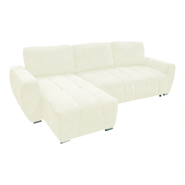 Γωνιακός αναστρέψιμος καναπές-κρεβάτι Vivad  ύφασμα σε μπεζ απόχρωση 275x164x91εκ