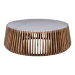 Τραπέζι σαλονιού Mable  μάνγκο ξύλο σε φυσική απόχρωση με επιφάνεια μαρμάρου Φ120x45εκ