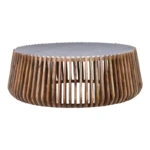 Τραπέζι σαλονιού Mable  μάνγκο ξύλο σε φυσική απόχρωση με επιφάνεια μαρμάρου Φ120x45εκ