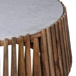 Τραπέζι σαλονιού Mable  μάνγκο ξύλο σε φυσική απόχρωση με επιφάνεια μαρμάρου Φ120x45εκ