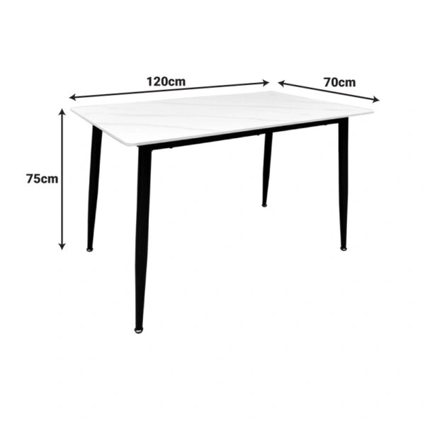 Τραπέζι Pembe  sintered stone μαύρη όψη μαρμάρου με μαύρα μεταλλικά πόδια 120x70x75εκ
