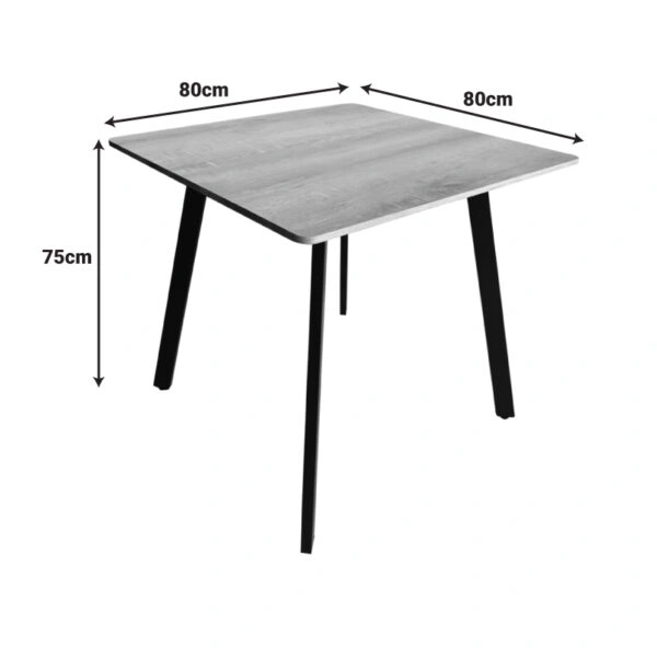 Τραπέζι Squaro  sonoma mdf με μαύρα μεταλλικά πόδια 80x80x75εκ