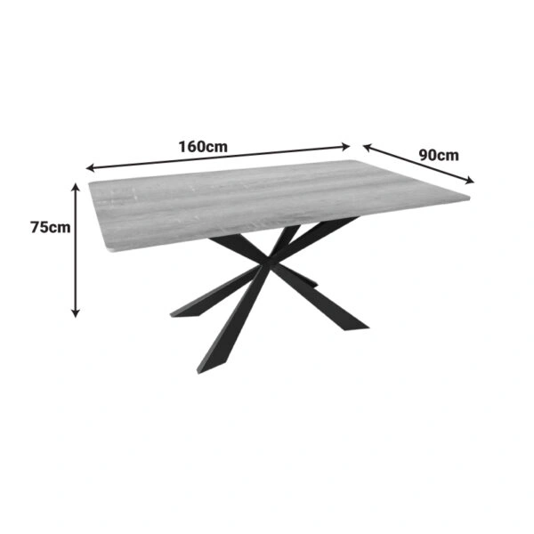 Τραπέζι Aragne  sonoma mdf με μαύρα μεταλλικά πόδια 160x90x75εκ