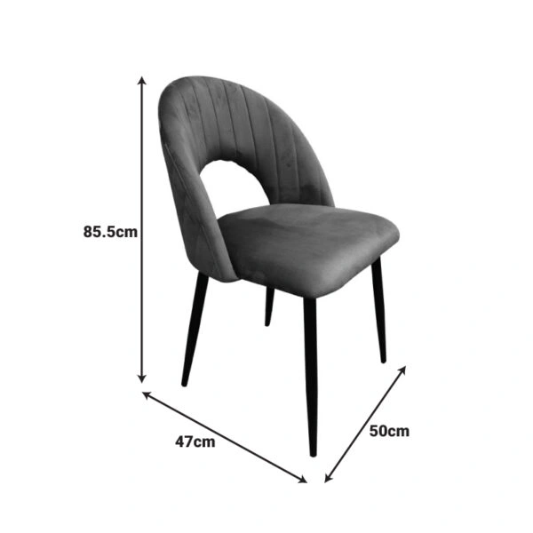 Καρέκλα Lovingo  βελούδο μπεζ με μεταλλικά πόδια σε φυσική απόχρωση 50x47x85.5εκ