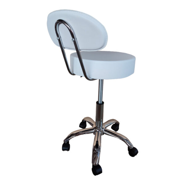 Σκαμπό γραφείου-εργασίας τροχήλατο με πλάτη Tebere pu σε λευκή απόχρωση Φ35x66-80εκ