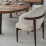 Artekko Moses Εκρού Καρέκλα με Μπουκλέ Ύφασμα (60x60x90)cm