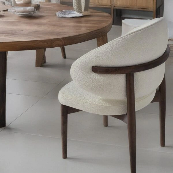 Artekko Moses Εκρού Καρέκλα με Μπουκλέ Ύφασμα (60x60x90)cm