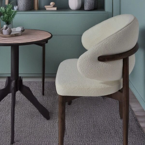 Artekko Moses Εκρού Καρέκλα με Μπουκλέ Ύφασμα (60x60x90)cm