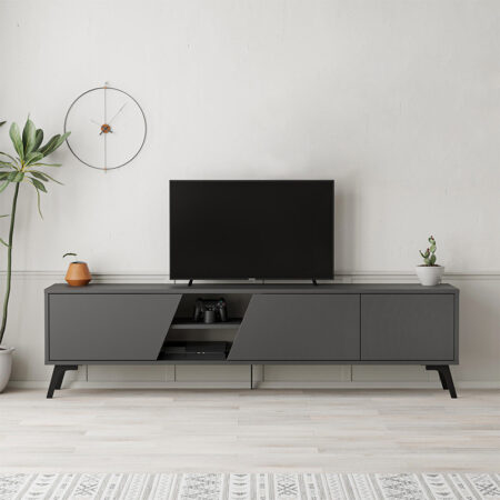 Έπιπλο τηλεόρασης Fiona Megapap χρώμα ανθρακί 180x35,6x48εκ.