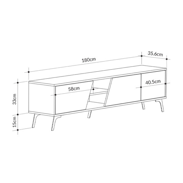 Έπιπλο τηλεόρασης Fiona Megapap χρώμα ανθρακί 180x35,6x48εκ.
