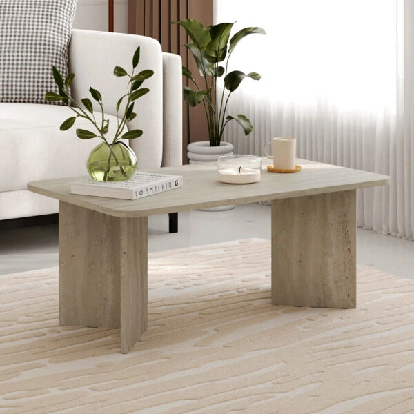 Τραπεζάκι σαλονιού Sam Megapap χρώμα neo travertine 100x60x41,8εκ.