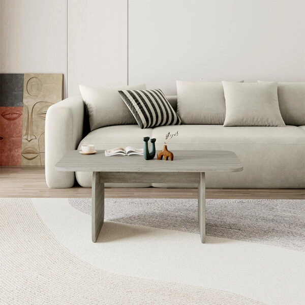 Τραπεζάκι σαλονιού Pietra Megapap χρώμα neo travertine 100x60x41,8εκ.