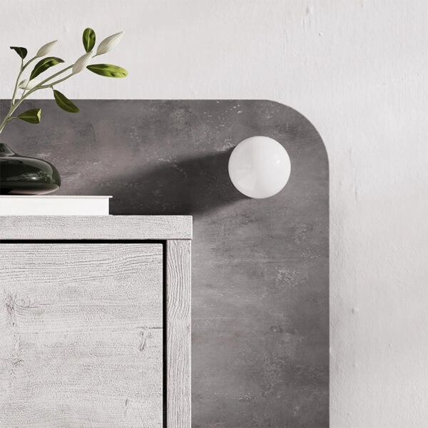 Κομοδίνο επιτοίχιο Dotta Megapap με LED χρώμα λευκό αντικέ - γκρι ρετρό 52x33,6x28εκ.