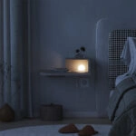 Κομοδίνο επιτοίχιο Luno Megapap με LED χρώμα sandstone 40x30x16,2εκ.
